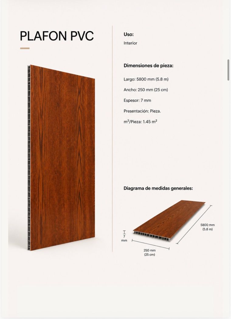 Plafón PVC · 5900 × 300 × 7 mm