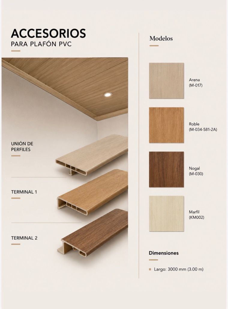 Accesorios de plafón · Arena, Roble, Nogal, Marfil