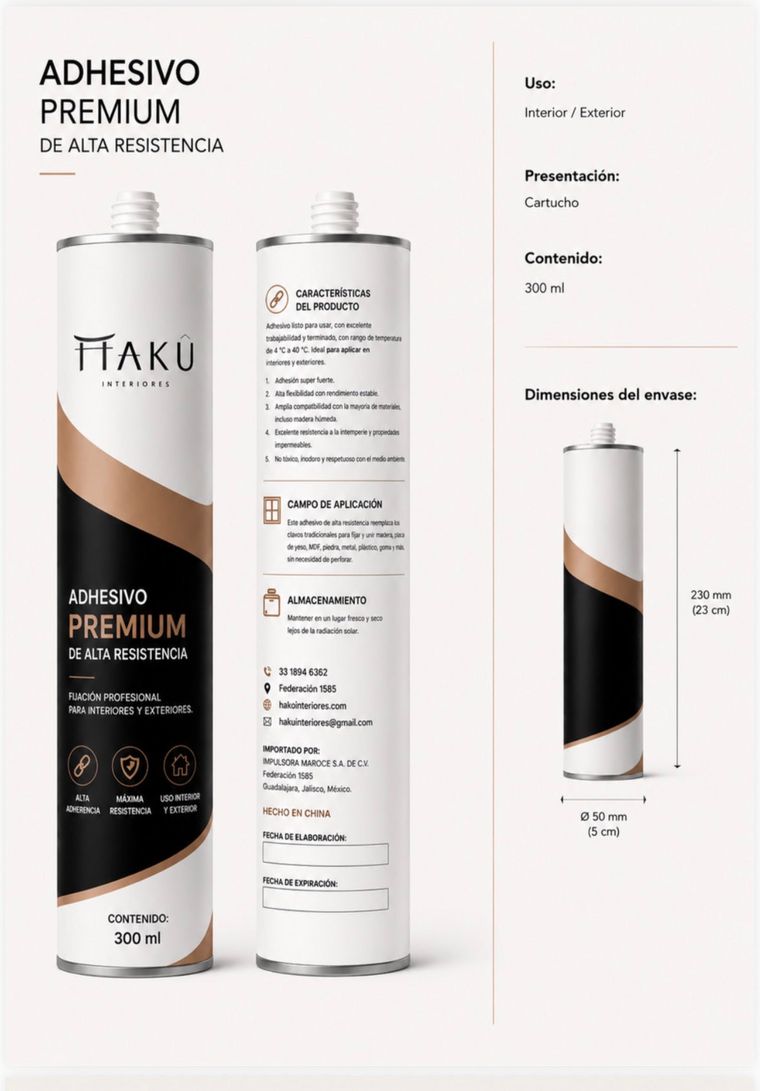 Adhesivo premium · cartucho 300 ml